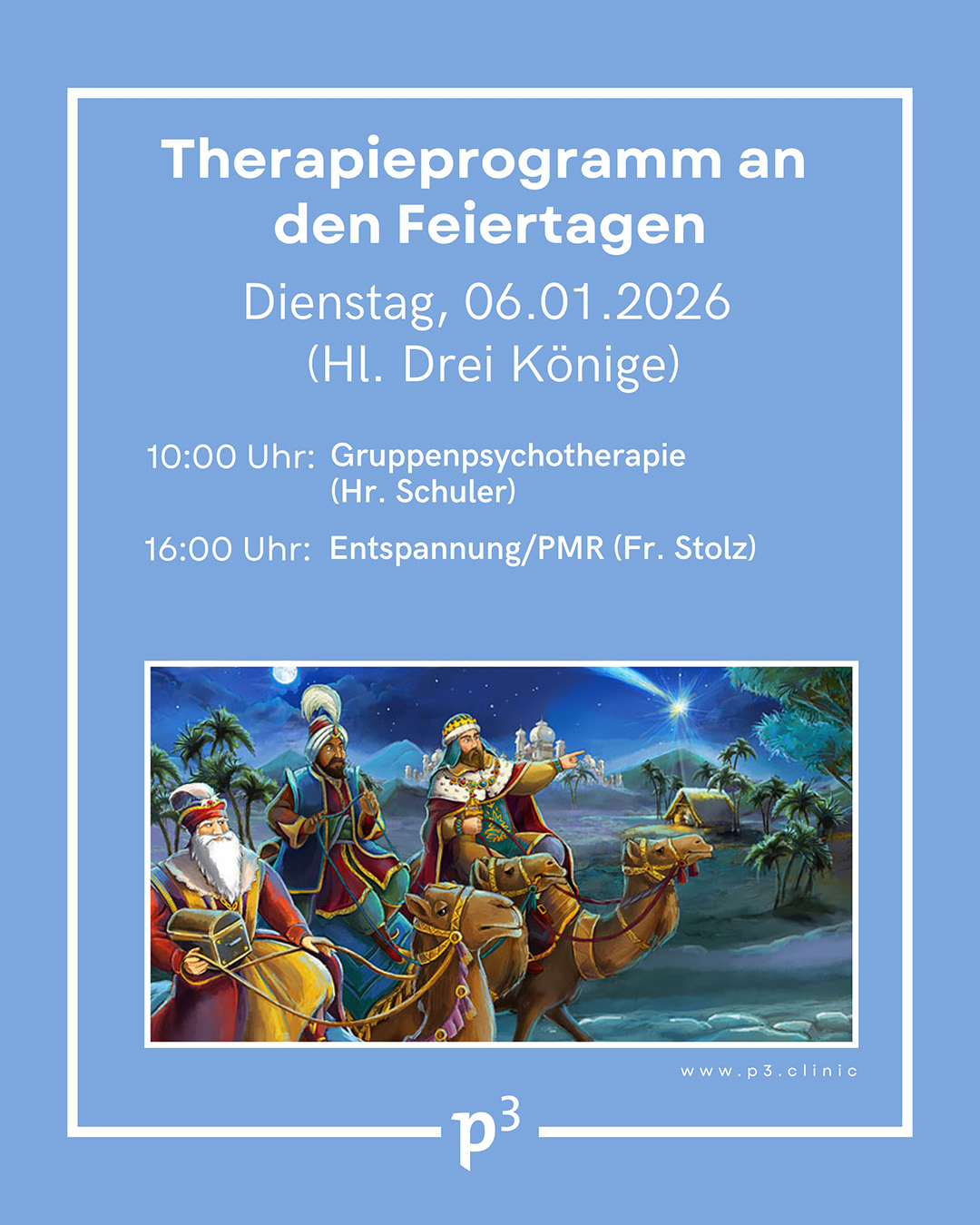 THERAPIEPROGRAMM RUND UM DIE FEIERTAGE