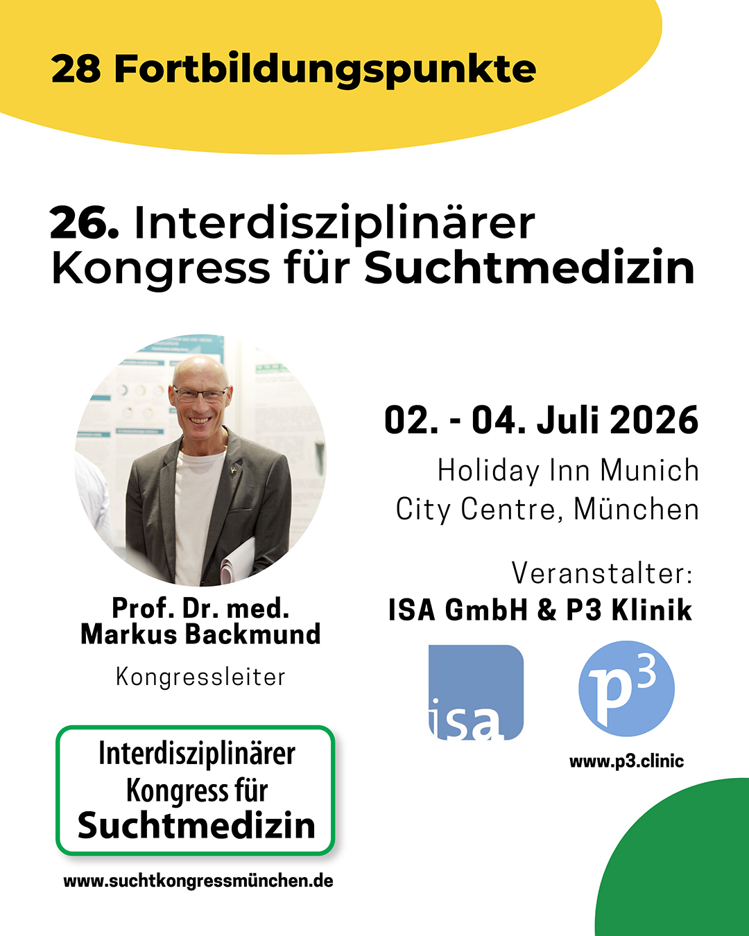 26. Interdisziplinärer Kongress für Suchtmedizin vom 02. - 04. Juli 2026